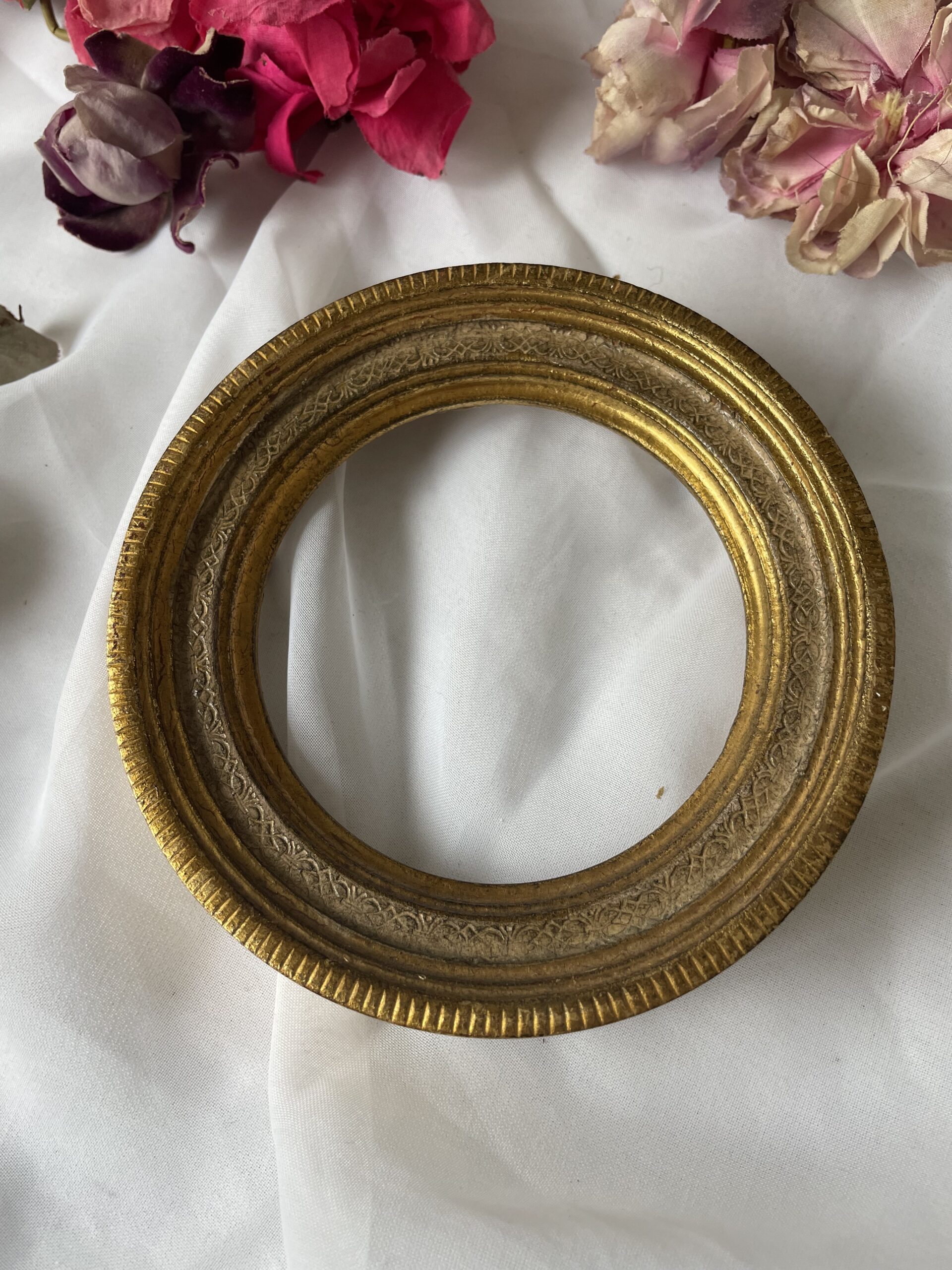 CADRE ROND BOIS DORÉ