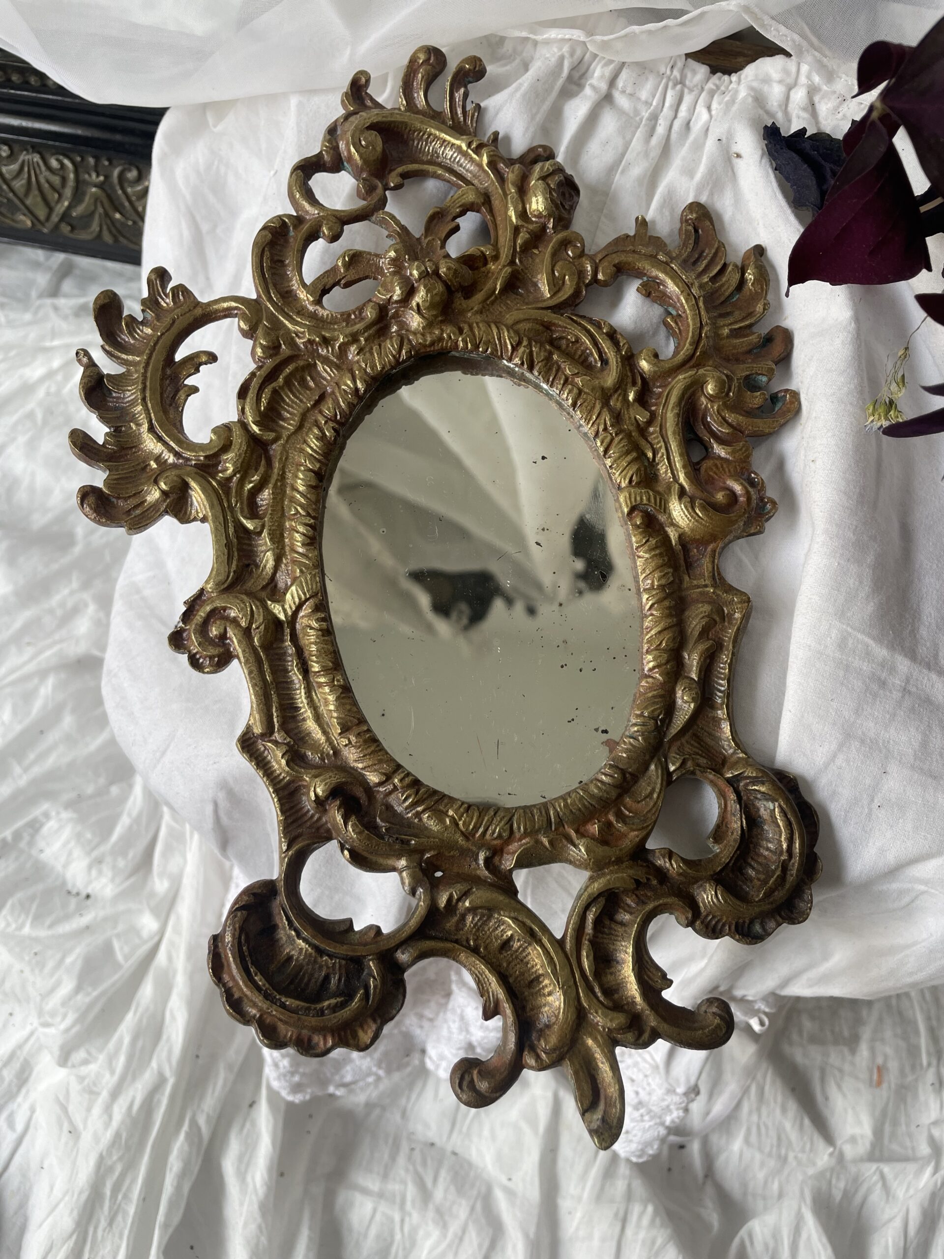 MIROIR ROCAILLE EN BRONZE